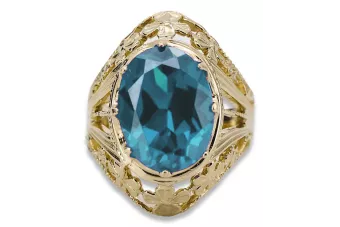 Vintage craft Ring Aquamarine 8K κίτρινο χρυσό vrc031x-aq Art Deco